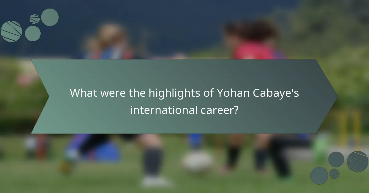 What were the highlights of Yohan Cabaye's international career?